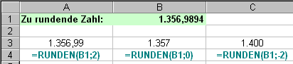 Beispiel Funktion RUNDEN