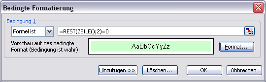 Bedingte Formatierung - Beispiel